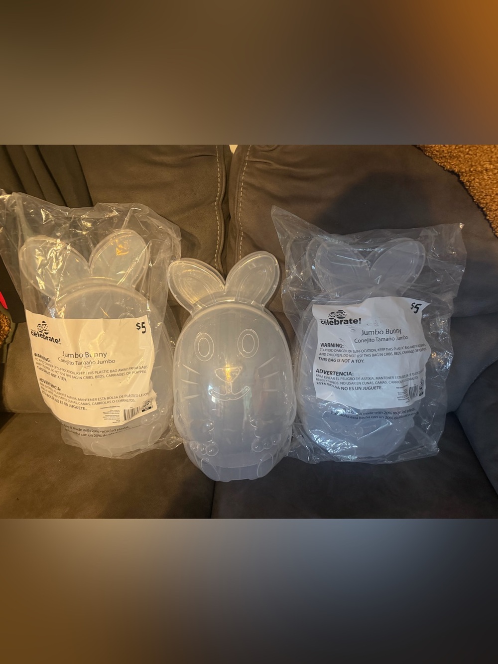 Lot of 3 Jumbo Fillable Bunny Eggs for Easter Baskets 2 New and 1 Gently Used